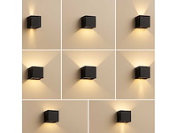 10 x wandlamp – tweerichtings led – kubus – 2 x 5w – zwart - afbeelding 1 van  10