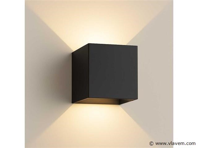 10 x wandlamp – tweerichtings led – kubus – 2 x 5w – zwart - afbeelding 2 van  5