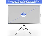 100" draagbaar projectorscherm - voor buiten- en binnengebruik - 16:9 geweven projector - afbeelding 5 van  8