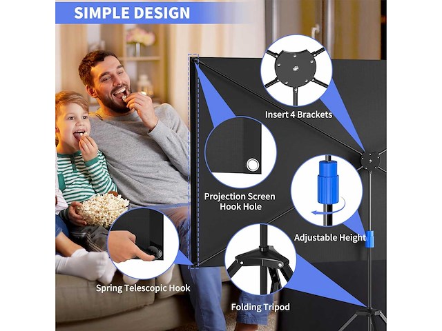 100" draagbaar projectorscherm - voor buiten- en binnengebruik - 16:9 geweven projector - afbeelding 8 van  8