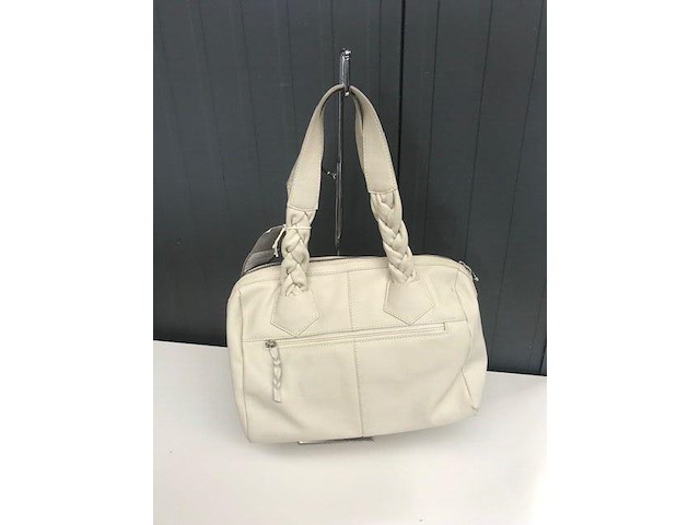 100% lederen handtas - beige - afbeelding 2 van  3