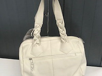 100% lederen handtas - beige - afbeelding 2 van  3