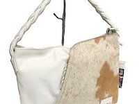 100% lederen handtas - wit - afbeelding 1 van  3