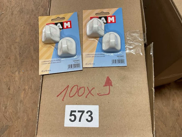 100 sets zelfklevende haken wit afgerond - afbeelding 2 van  4