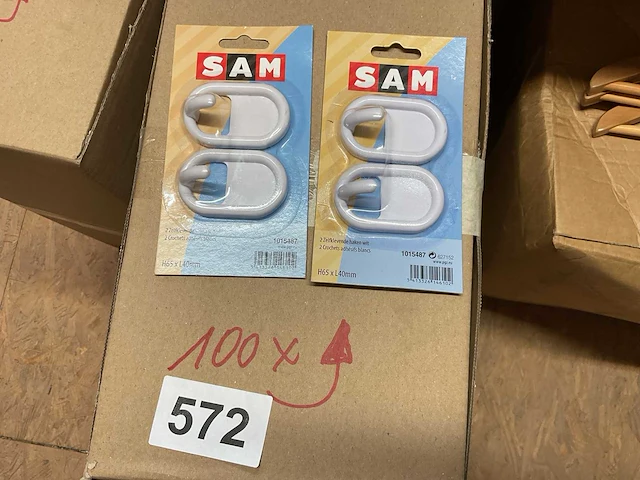 100 sets zelfklevende haken wit - afbeelding 1 van  3