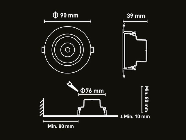 100 x 4.9w smd led inbouwspot 3000k mat wit met lens - afbeelding 5 van  6