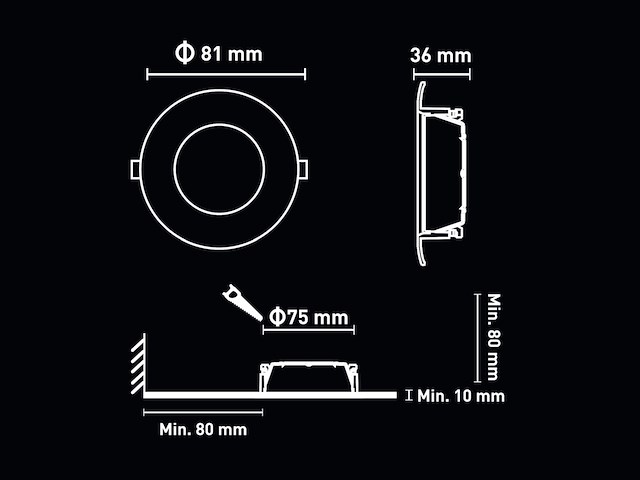 100 x gu10 inbouw armatuur zwart met lamphouder - afbeelding 7 van  11