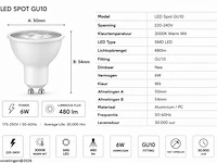 100 x led spot gu10 – 6w – 3000k warm wit – ip20 - afbeelding 4 van  5