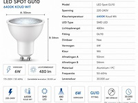 100 x led spot gu10 – 6w – 6400k koud wit – ip20 - afbeelding 3 van  4