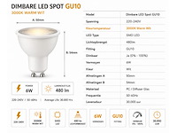 100 x led spot gu10 – 6w – dimbaar – 3000k warm wit – ip20 - afbeelding 1 van  4
