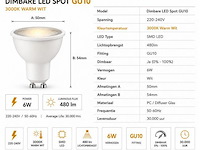 100 x led spot gu10 – 6w – dimbaar – 3000k warm wit – ip20 - afbeelding 3 van  4