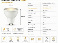 100 x led spot gu10 – 6w – dimbaar – 3000k warm wit – ip20 - afbeelding 4 van  5