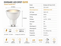 100 x led spot gu10 – 6w – dimbaar – 3000k warm wit – ip20 - afbeelding 3 van  4
