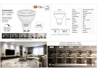 100 x led spot gu10 – 6w – dimbaar – 4200k neutraal wit – ip20 - afbeelding 4 van  4
