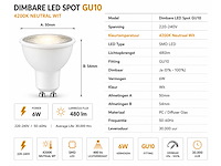 100 x led spot gu10 – 6w – dimbaar – 4200k neutraal wit – ip20 - afbeelding 3 van  4