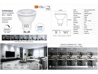 100 x led spot gu10 – 6w – dimbaar – 6400k koud wit – ip20 - afbeelding 2 van  4