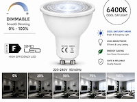 100 x led spot gu10 – 6w – dimbaar – 6400k koud wit – ip20 - afbeelding 3 van  4
