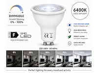 100 x led spot gu10 – 6w – dimbaar – 6400k koud wit – ip20 - afbeelding 1 van  4