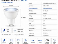 100 x led spot gu10 – 6w – dimbaar – 6400k koud wit – ip20 - afbeelding 3 van  4