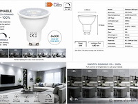 100 x led spot gu10 – 6w – dimbaar – 6400k koud wit – ip20 - afbeelding 4 van  4
