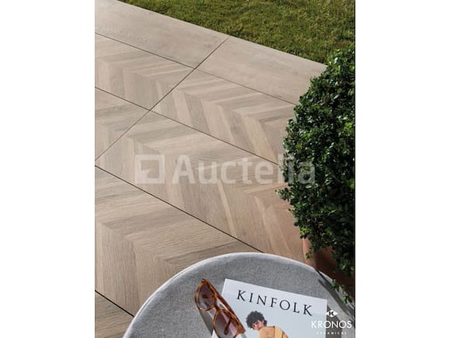 100m² buiten, slavonia cherry 40x120 x 20mm, houten effect, volledig porselein steengoed voor terras - afbeelding 2 van  2