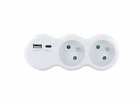 (1040x) dominostekker - 2x16a met usb-a +usb-c...
