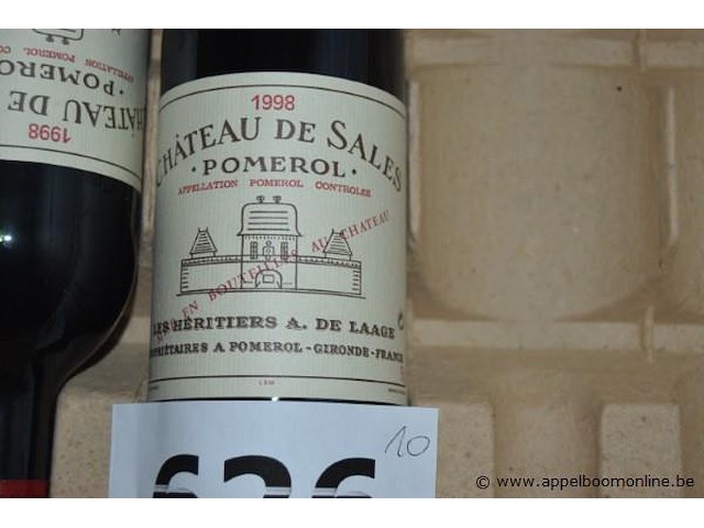 10x fles rode wijn, château de sales, pomerol, 1998, 75cl - afbeelding 2 van  2