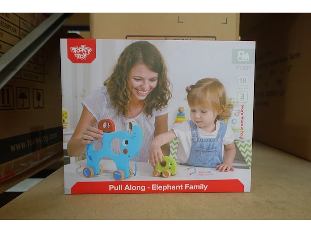 10x pull along - elephant family tooky toy - afbeelding 1 van  2