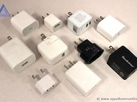 10x usb wandladers, diverse merken (o.a. brookstone), met us en eu stekkers, werking niet gekend - afbeelding 1 van  1