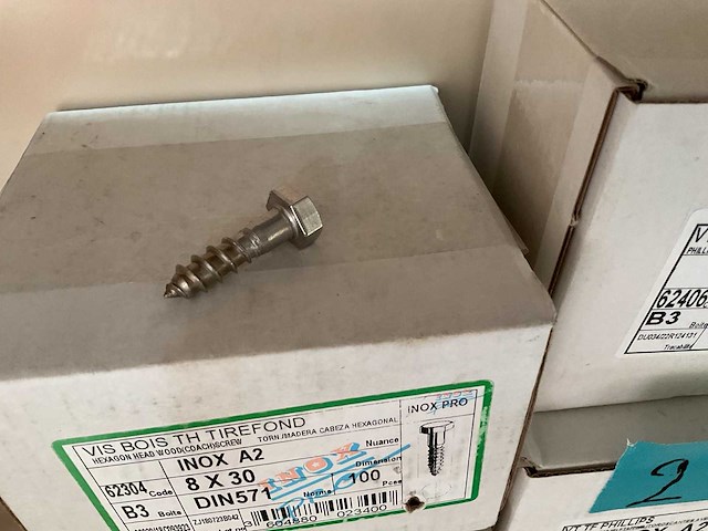 11 dozen inox houtdraadbouten; schroeven - afbeelding 1 van  4