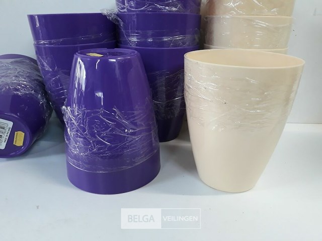 11 x bloempot pvc 16 cm mix kleuren - afbeelding 3 van  3