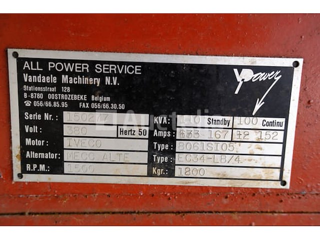 110 kva all-power service generator set - afbeelding 5 van  15