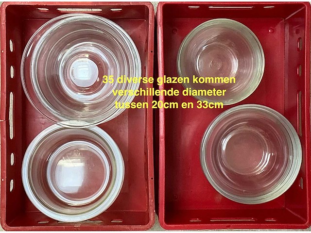 116x diverse witte stenen en glazen schalen en kommen (116x) - afbeelding 1 van  11