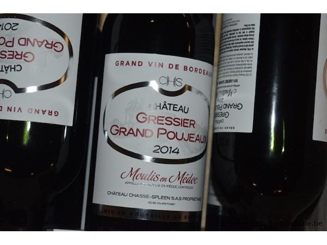 11x fles rode wijn, château gressier grand poujeaux, moulis en médoc, 2014, 75cl - afbeelding 2 van  2