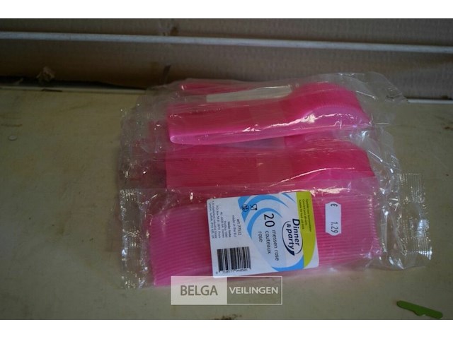 11x20st plastieken roze messen - afbeelding 1 van  1