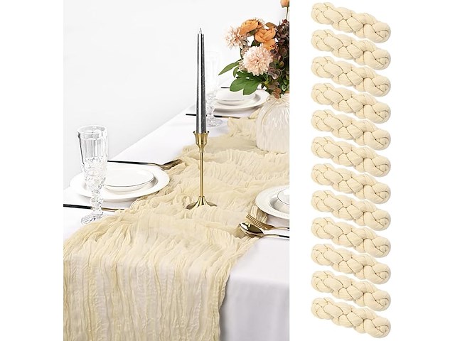 12-delige set tafellopers van kaasdoek - afbeelding 1 van  4