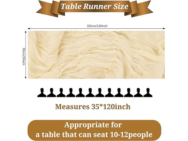 12-delige set tafellopers van kaasdoek - afbeelding 4 van  4
