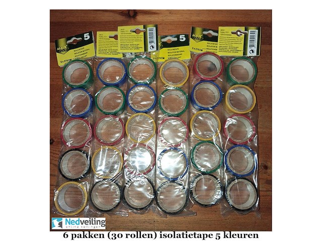 12 pakken isolatietape 5 kleuren per pak - afbeelding 3 van  3