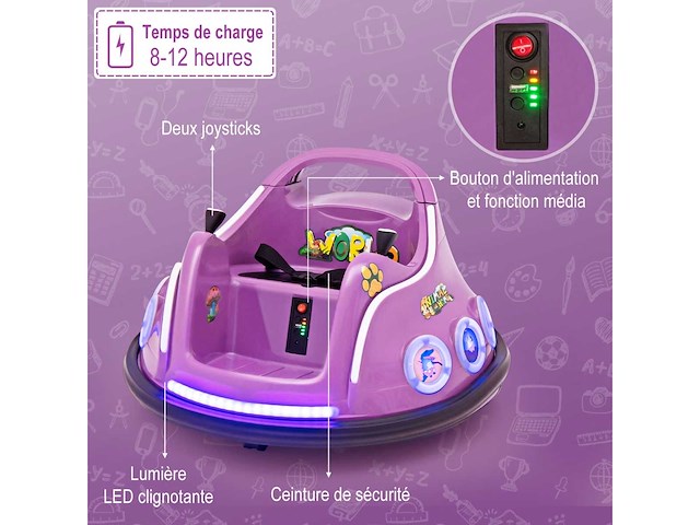 12 v elektrische botsauto met 360° rotatieafstandsbediening - afbeelding 4 van  4