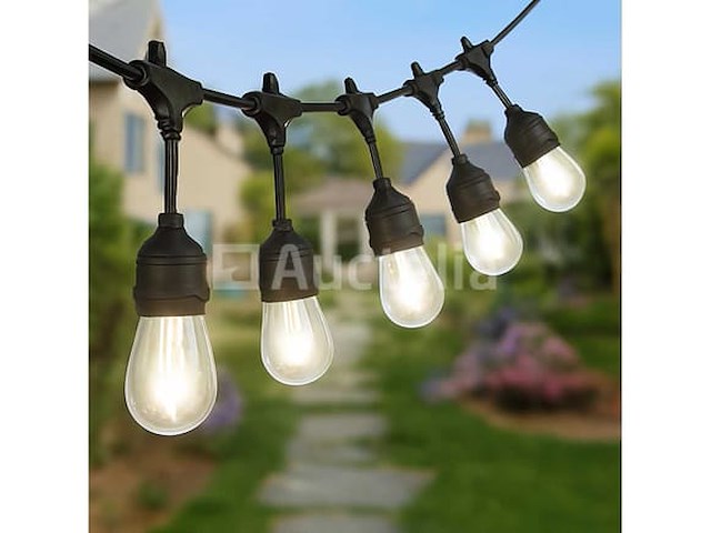 12 x 10 meter – e27 – aansluitbare slingerlampen – e27 stopcontacten – ip44 – met stekker - afbeelding 3 van  5