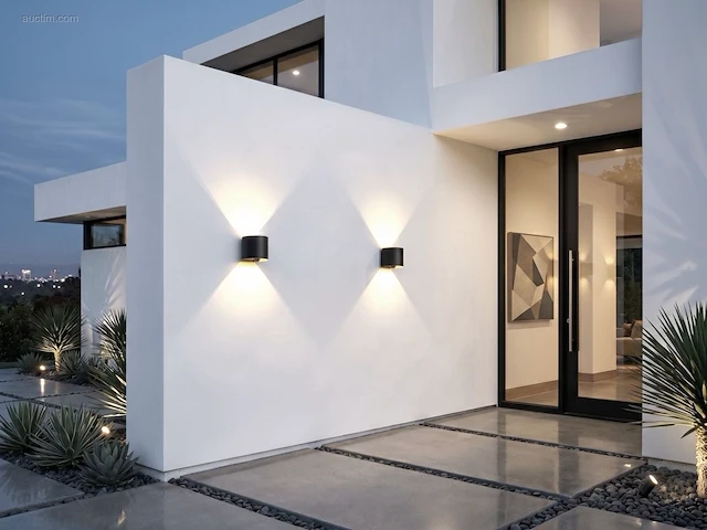 (12 x) 12 x 7w led zwart wandlamp rond duo licht... - afbeelding 9 van  11