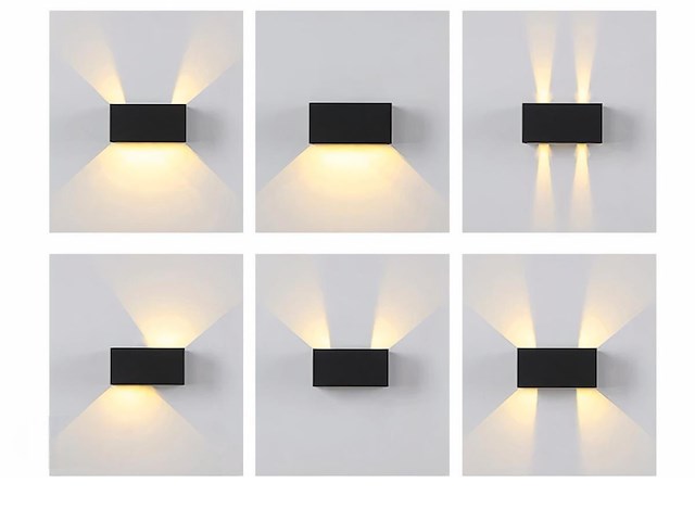 12 x 12w led zwart wandlamp 4 licht verstelbaar waterdicht - afbeelding 2 van  7
