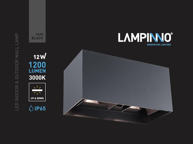12 x 12w led zwart wandlamp 4 licht verstelbaar waterdicht - afbeelding 5 van  7