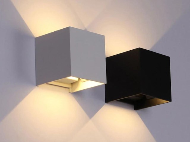 12 x 7w led zwart wandlamp kubus duo licht verstelbaar waterdicht - afbeelding 6 van  8