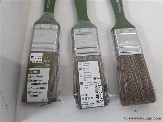 12 x beits verfborstel 30 mm pvc steel - afbeelding 2 van  2