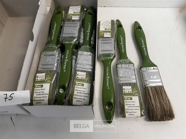 12 x beits verfborstel 30 mm pvc steel - afbeelding 2 van  3