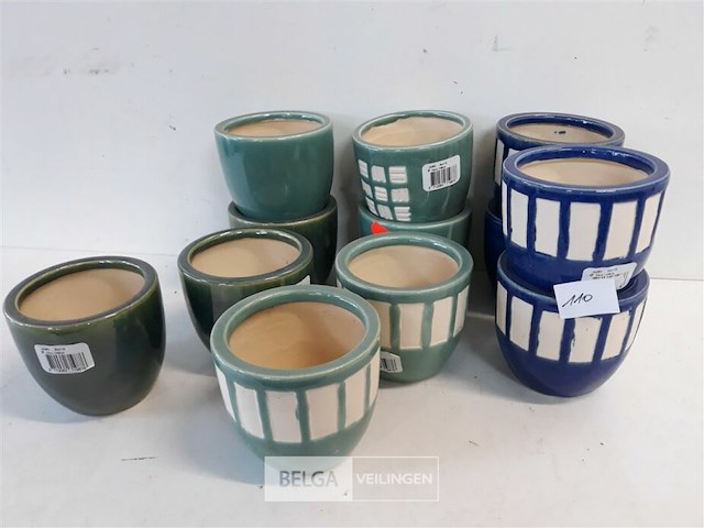 12 x bloempotje 10 cm mix kleuren - afbeelding 1 van  3