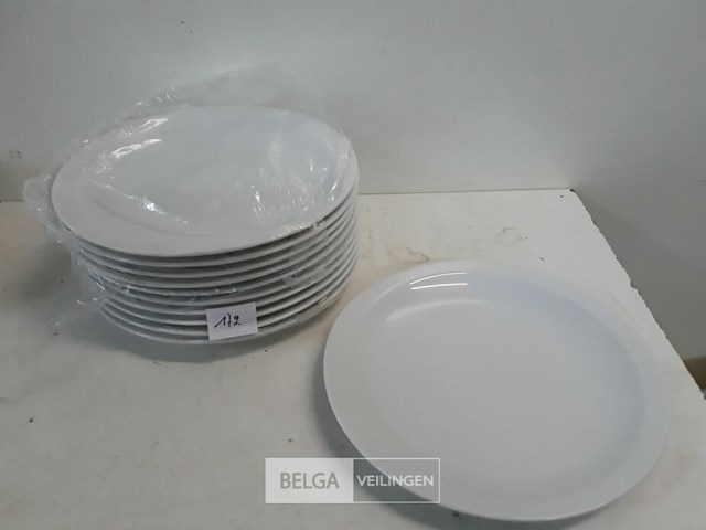 12 x bord 24 cm wit - afbeelding 2 van  3