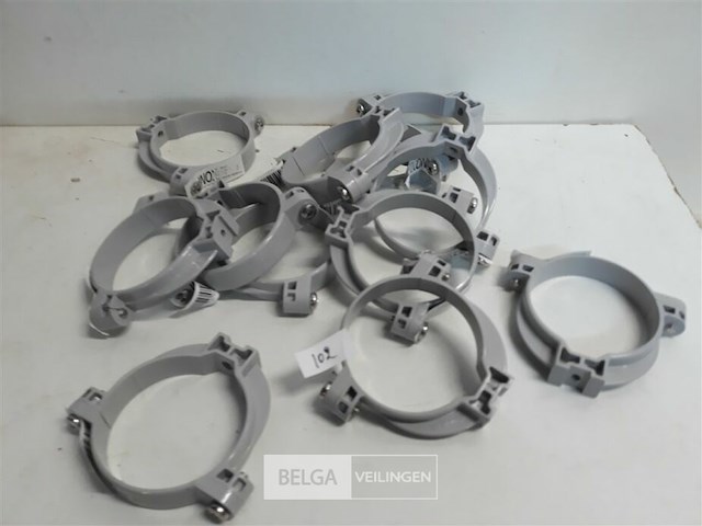 12 x buisbeugel 80mm licht grijs pvc regenafvoer - afbeelding 1 van  3