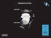 12 x gu10 inbouwspot armatuur cilinder zand wit en zwart draaibaar - afbeelding 5 van  5